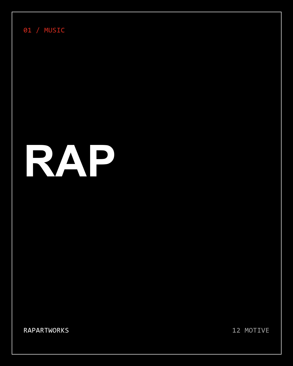 Rap Culture – Kategorie-Kachel, schwarz mit weißer Typografie